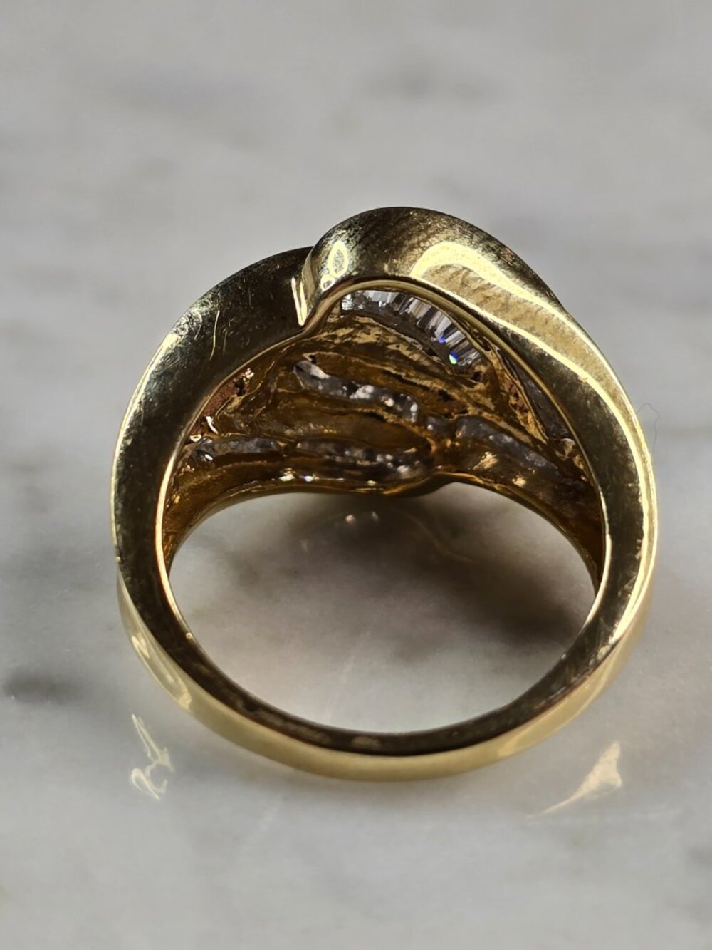 Womens Vintage Estate 14K Yellow Gold Modernist Diamond Ring 5.7g E1957 - Picture 3 of 5